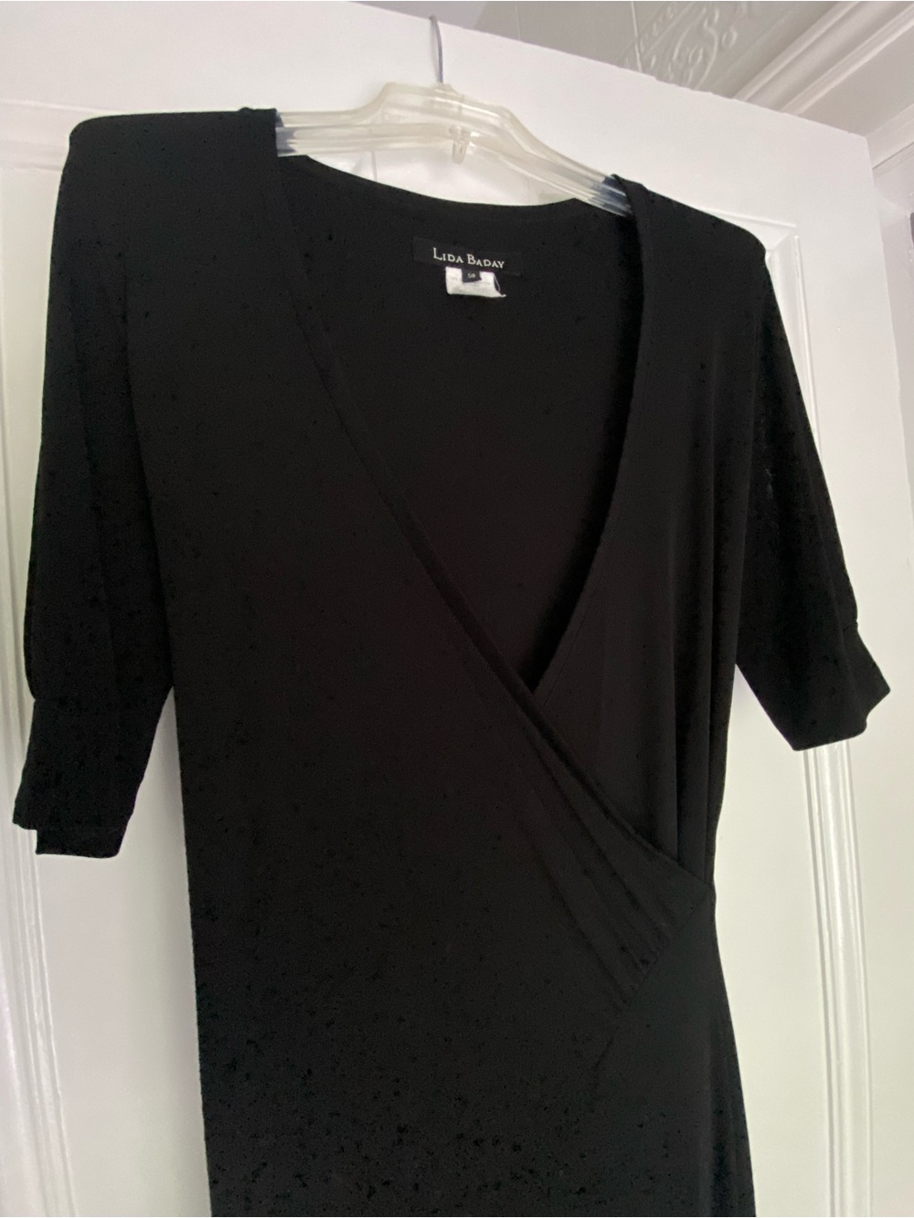 Lida Baday Faux Black Wrap-Front Women’s Dress